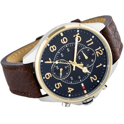 Buy Tommy Hilfiger Men's Quartz Brown Leather Strap Blue Dial 47mm Watch 1791275 in Pakistan
