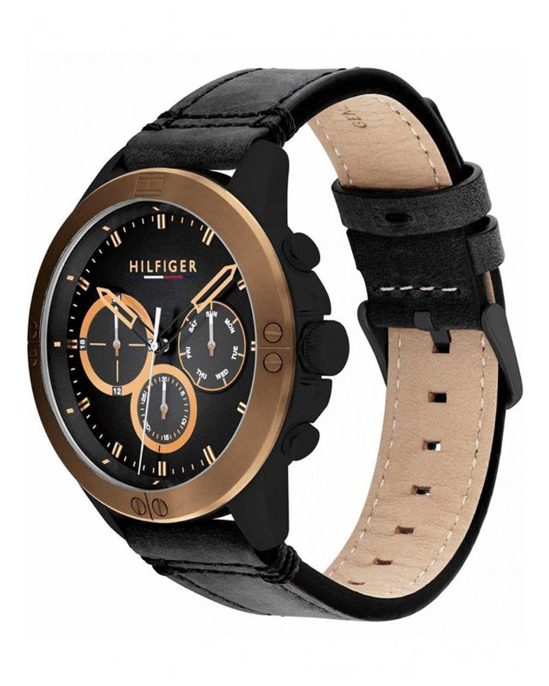 Buy Tommy Hilfiger Men's Quartz Leather Strap Black Dial 46mm Watch 1791893 in Pakistan