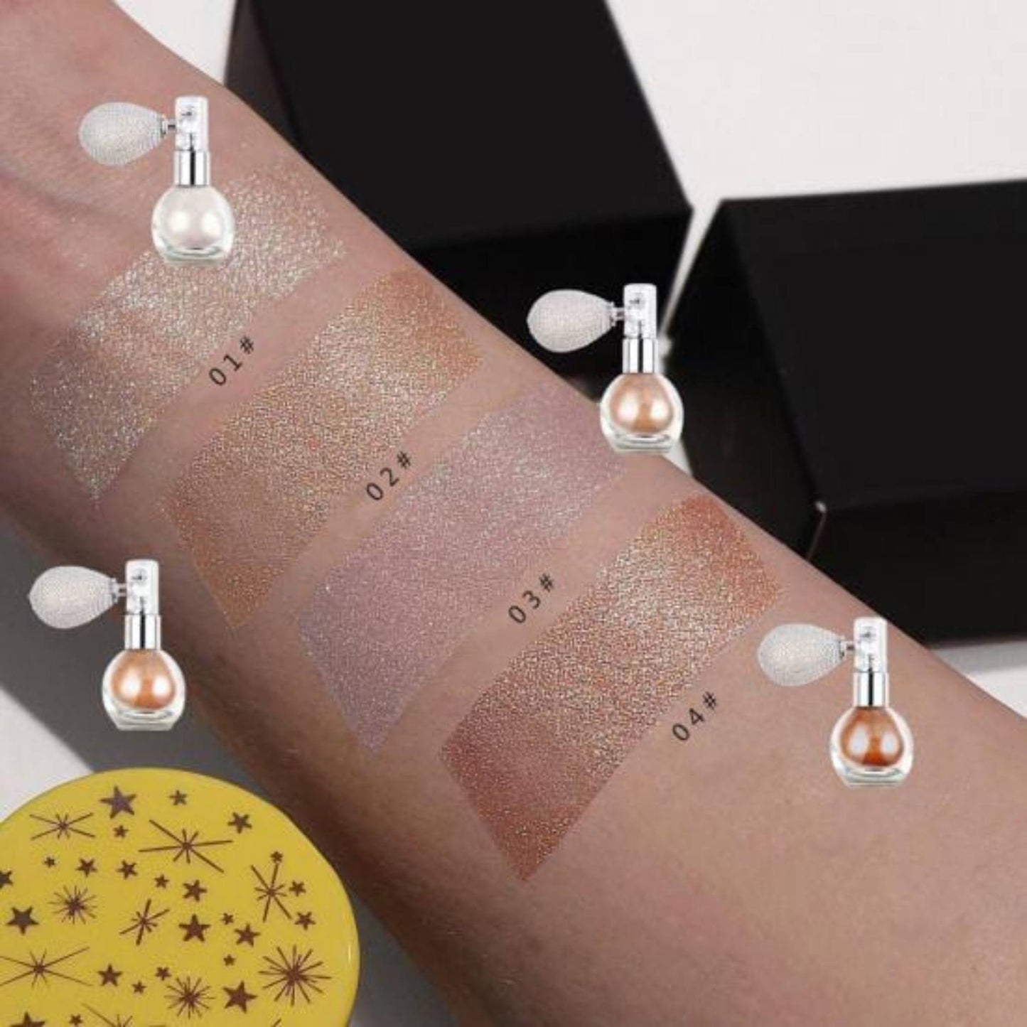 Highlighter Powder Spray. Brightening Glitter Powder Spray. Shimmer Sparkle Powder for Face Body Highlight Makeup Party Comestic