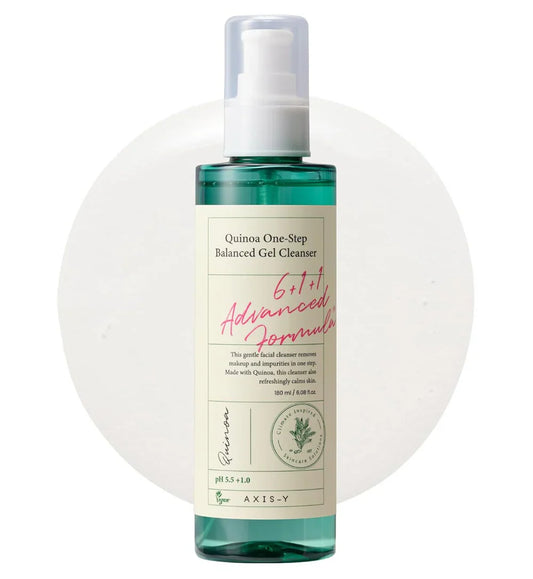 AXIS-Y Quinoa One-Step Balanced Gel Cleanser 180ml – Gentle pH-Balanced Hydrating Face Wash