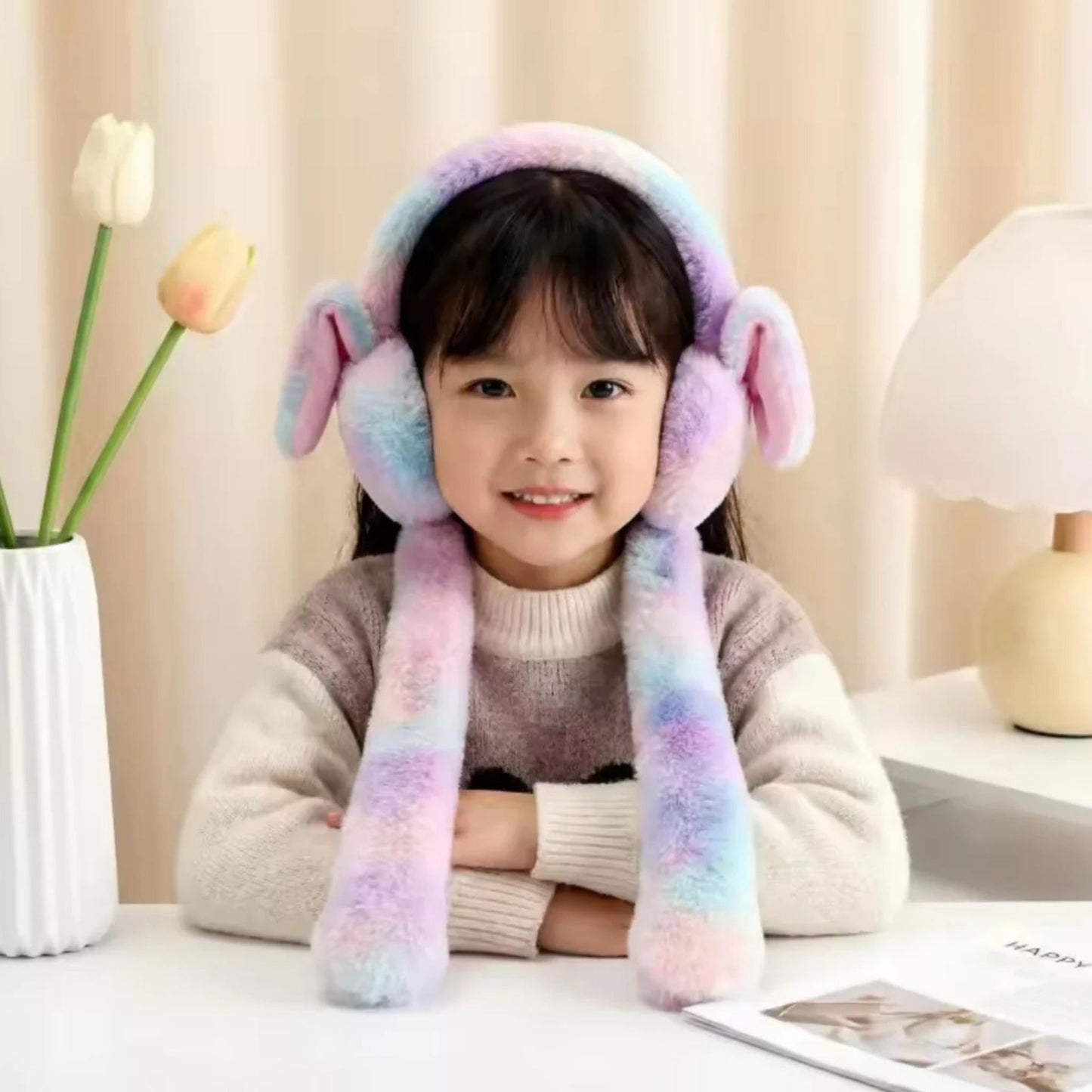 Warm Furry Ear Muffs, Colorful Rabbit Ear Covers, Cute Bunny Plush Ear Muffs, Student Ear Covers