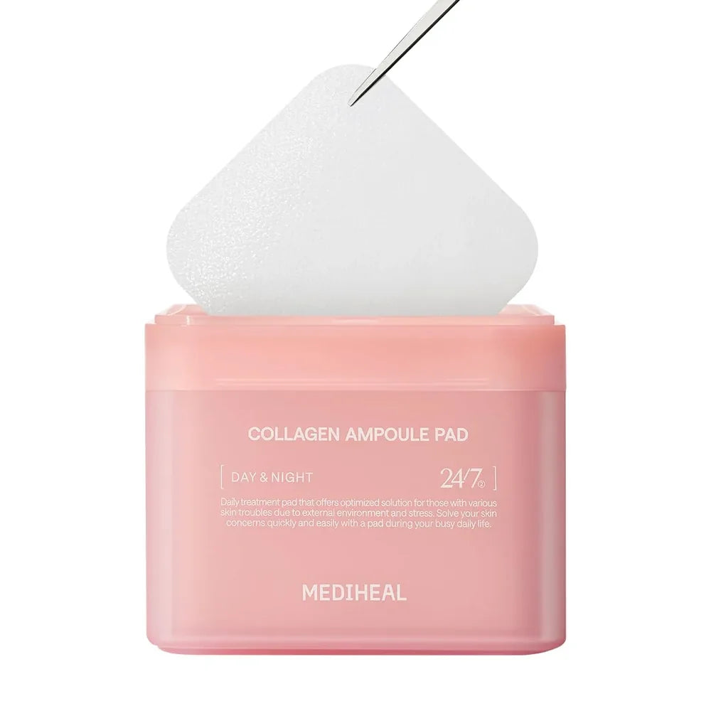 MEDIHEAL Collagen Ampoule Facial Toner Pads 100 Pads | Firming & Hydrating