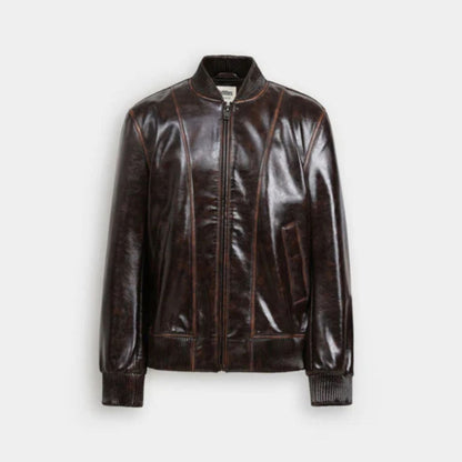 Faux Leather Bomber Jacket