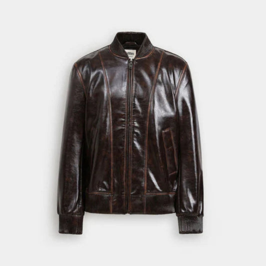 Faux Leather Bomber Jacket