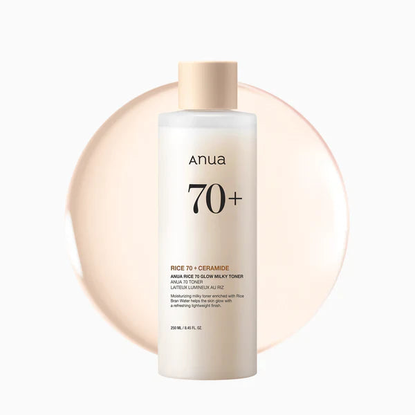 Anua Rice 70 Glow Milky Toner – 250ml | Brightening, Hydrating & Skin Barrier Care Toner with Rice Water, Niacinamide & Ceramides