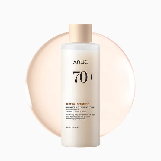 Anua Rice 70 Glow Milky Toner – 250ml | Brightening, Hydrating & Skin Barrier Care Toner with Rice Water, Niacinamide & Ceramides