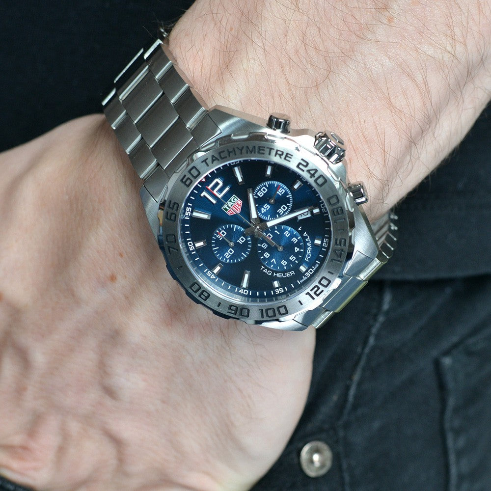 Buy Tag Heuer Formula 1 Chronograph Blue Dial Silver Steel Strap Watch for Men - CAZ101K.BA0842 in Pakistan