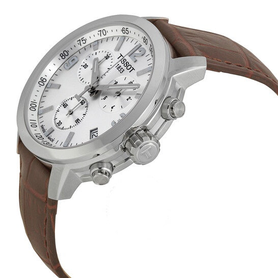 Buy Tissot Men’s Quartz Swiss Made Brown Leather Strap Silver Dial 42mm Watch T055.417.16.037.00 in Pakistan
