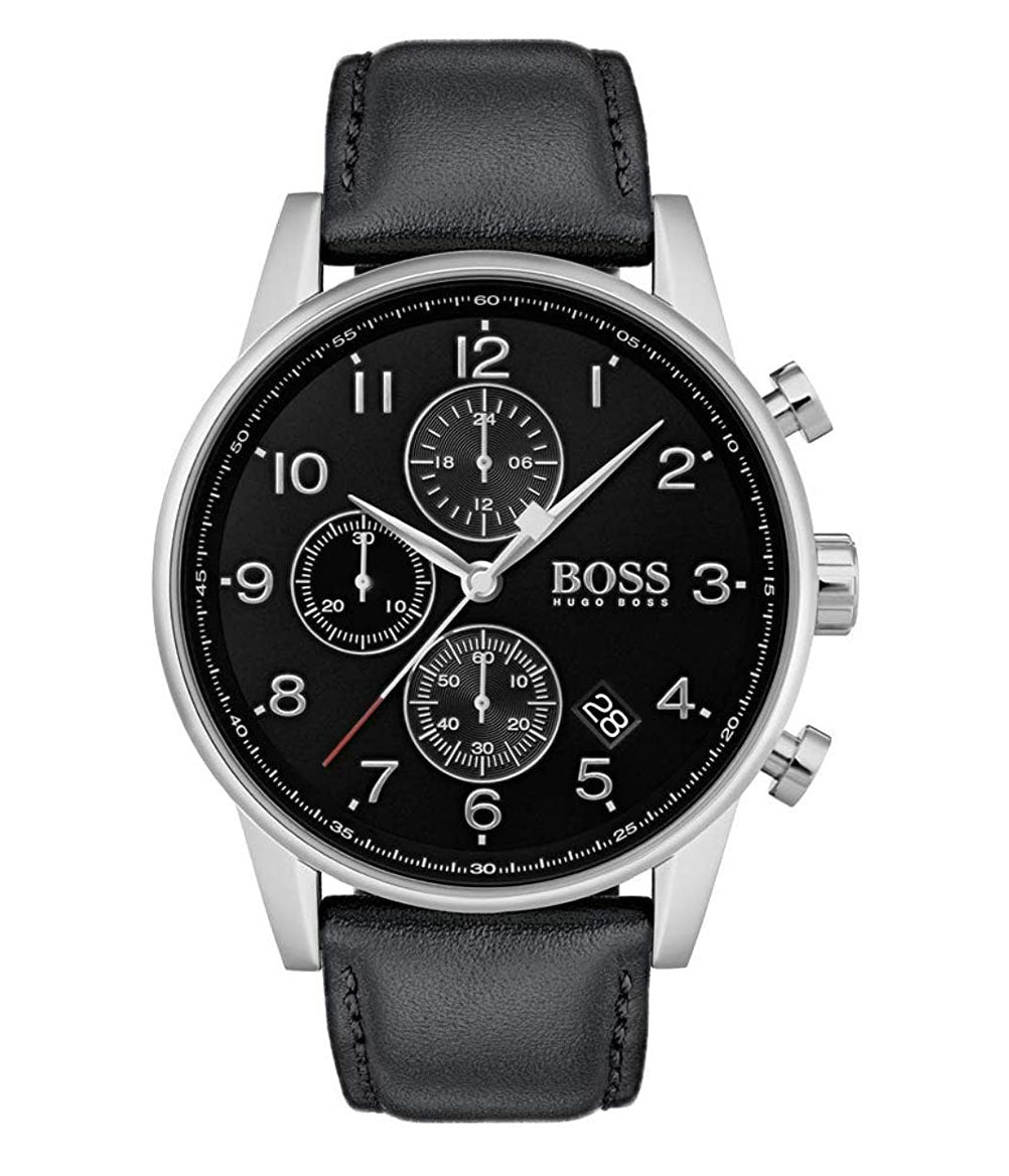 Buy Hugo Boss Navigator Black Dial Black Leather Strap Watch for Men - 1513678 in Pakistan