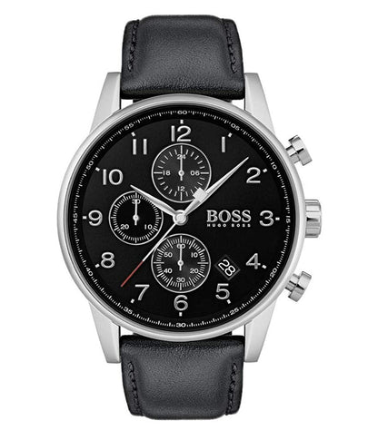 Buy Hugo Boss Navigator Black Dial Black Leather Strap Watch for Men - 1513678 in Pakistan