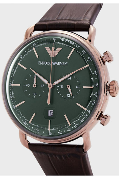 Buy Emporio Armani Men's Quartz Leather Strap Green Dial 43mm Watch AR11334 in Pakistan