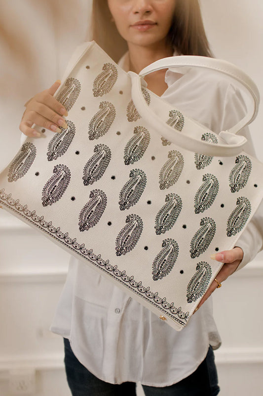 Buy Embroidery Tote Bag Daily Carry - White in Pakistan