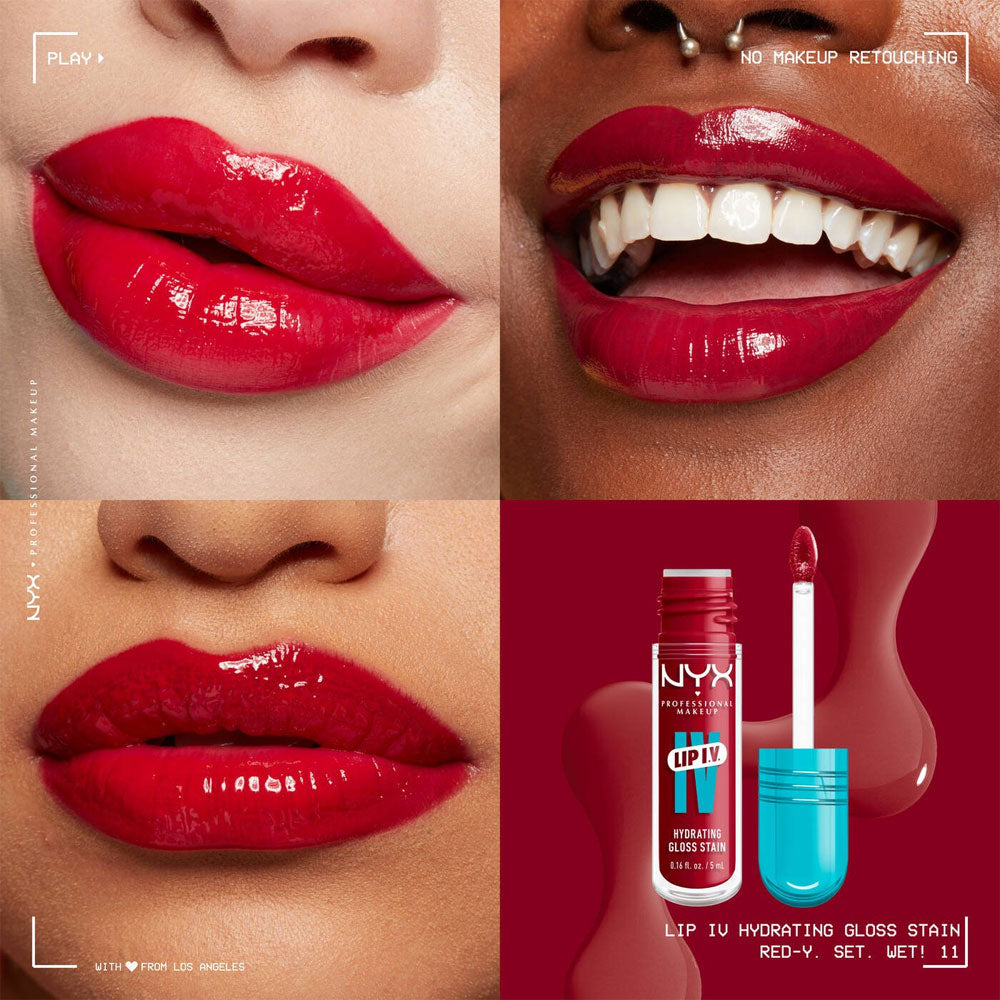 NYX- Lip I.V. Hydrating Lip Gloss Stain- 11 Red Y  Set Wet