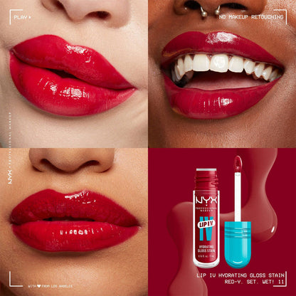 NYX- Lip I.V. Hydrating Lip Gloss Stain- 11 Red Y  Set Wet