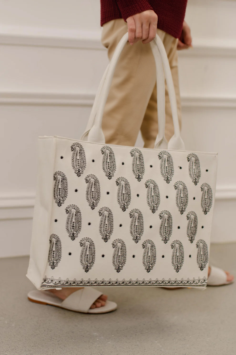 Buy Embroidery Tote Bag Daily Carry - White in Pakistan