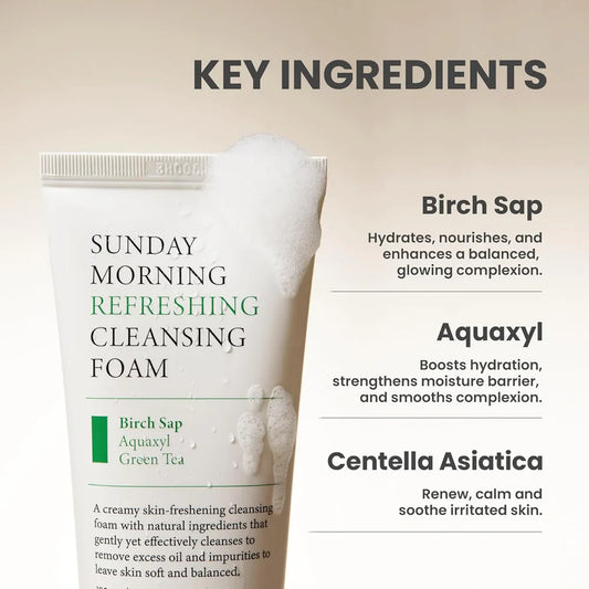 AXIS-Y Sunday Morning Refreshing Cleansing Foam 120ml – Gentle Hydrating & Soothing Face Cleanser