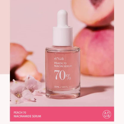 Anua Peach 70% Niacinamide Serum – 30ml | Brightening, Hydrating & Glass Skin Serum – Made in Korea