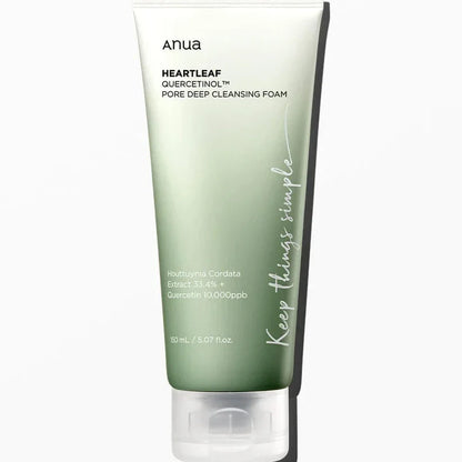 Anua Heartleaf Quercetinol™ Pore Deep Cleansing Foam – 150ml | Deep Pore, Sebum & Soothing Facial Cleanser