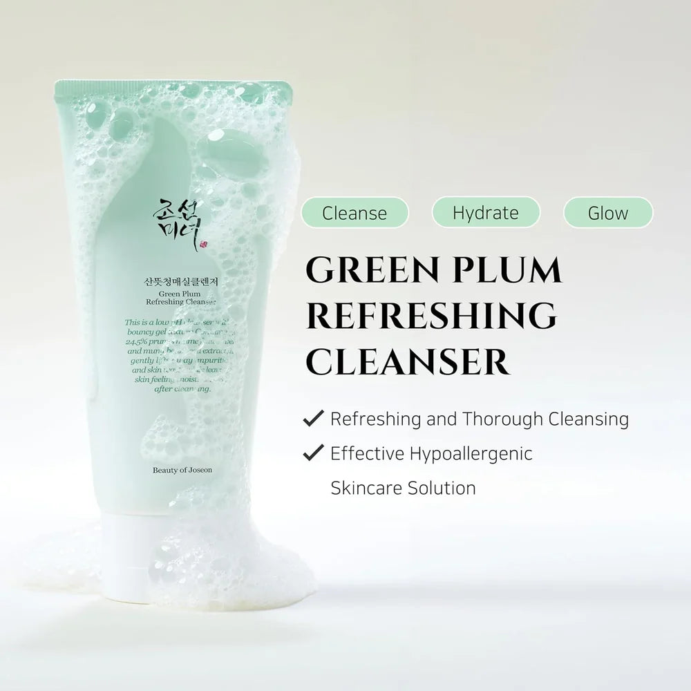 Beauty of Joseon Green Plum Refreshing Cleanser Gel – 100ml | Low-pH Gentle, Hydrating Daily Face Cleanser