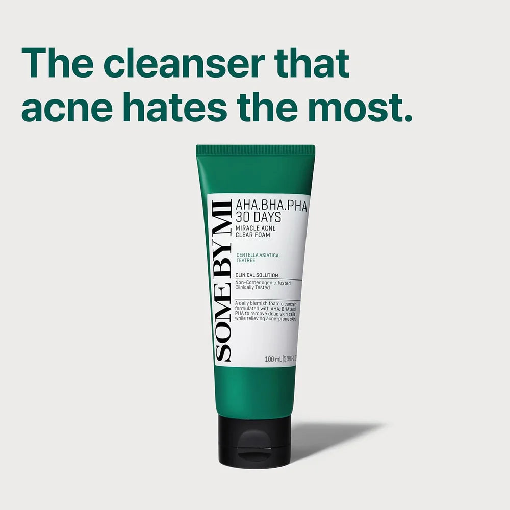 SOME BY MI AHA BHA PHA 30 Days Miracle Acne Clear Foam – 100ml | Deep Cleansing & Pore Care Face Wash