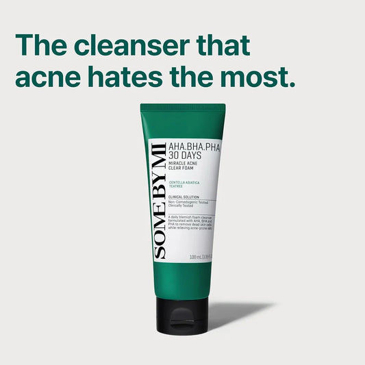 SOME BY MI AHA BHA PHA 30 Days Miracle Acne Clear Foam – 100ml | Deep Cleansing & Pore Care Face Wash
