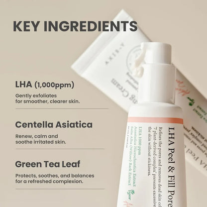 AXIS-Y LHA Peel & Fill Pore Balancing Cream – 50ml | Gentle Exfoliating, Pore & Sebum Control Moisturizer