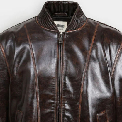 Faux Leather Bomber Jacket