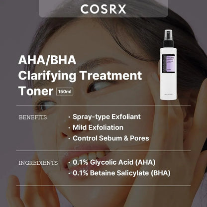 COSRX AHA/BHA Clarifying Treatment Toner 150ml – Exfoliating Pore Care Toner