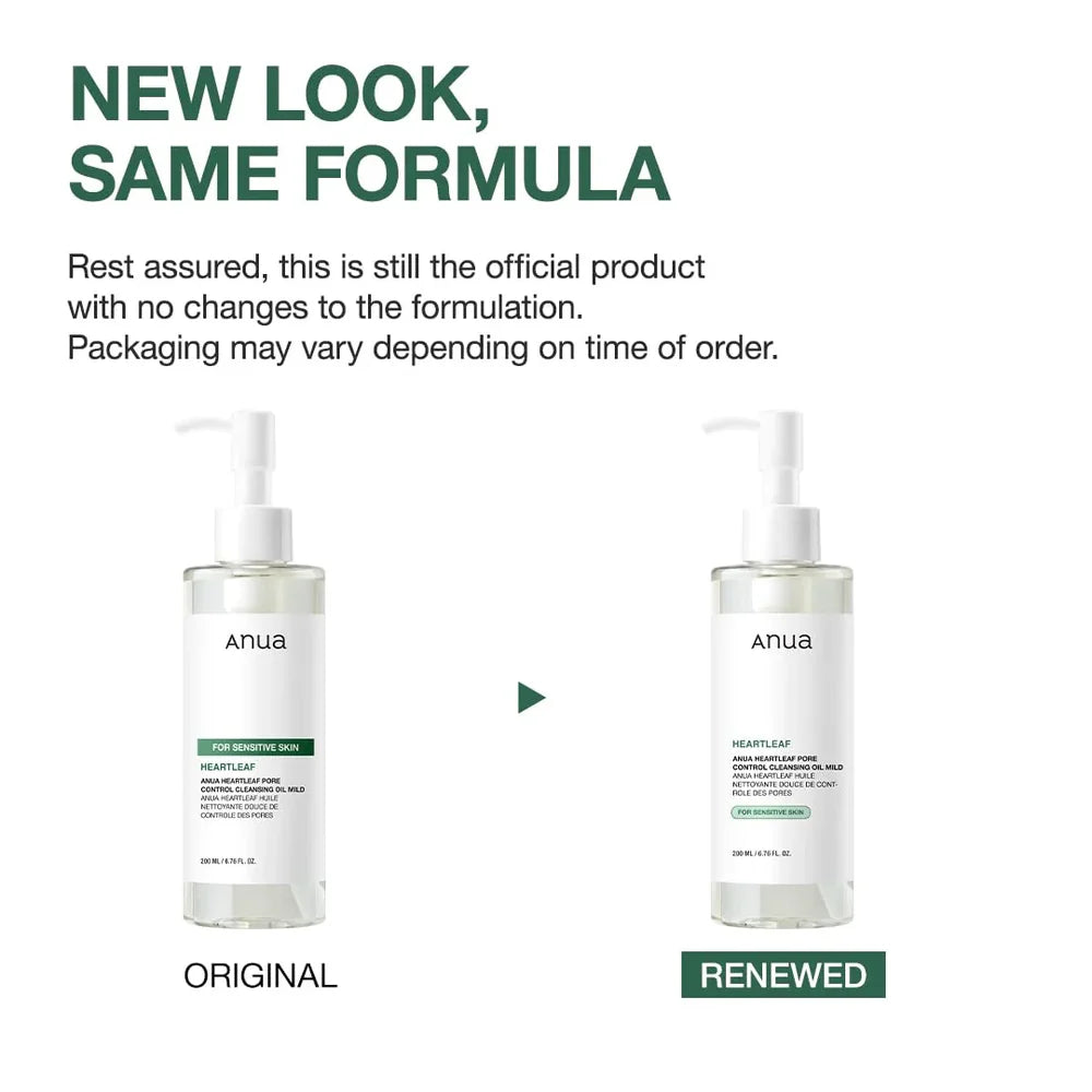 ANUA Heartleaf Pore Control Cleansing Oil Mild – 200ml | Gentle Deep Pore & Makeup Cleanser for Sensitive Skin