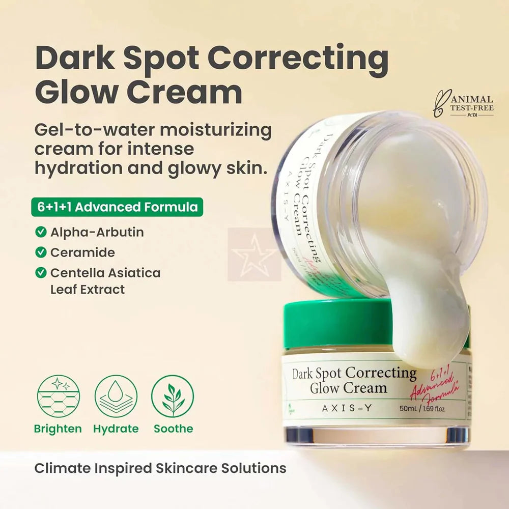 AXIS-Y Dark Spot Correcting Glow Cream – 50ml | 2% Alpha-Arbutin & 5% Niacinamide Brightening Moisturizer