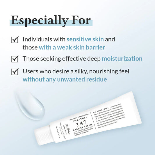 Dr. Althea 147 Barrier Cream 50ml – Deep Hydration & Skin Barrier Moisturizer for Normal to Dry Skin