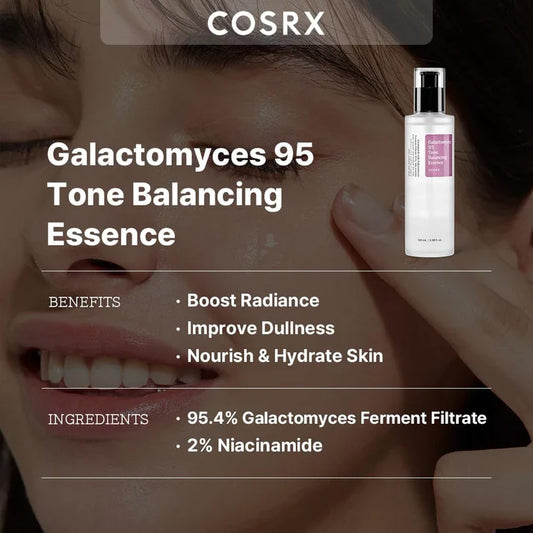 COSRX Galactomyces 95 Tone Balancing Essence – 100ml | Brightening, Hydrating & Radiance-Boosting Facial Essence