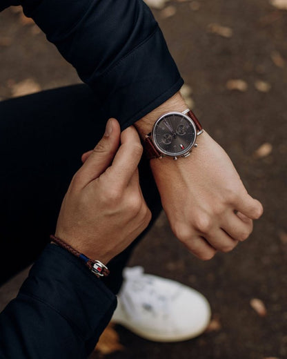 Buy Tommy Hilfiger Daniel Grey Dial Brown Leather Strap Watch for Men - 1710416 in Pakistan