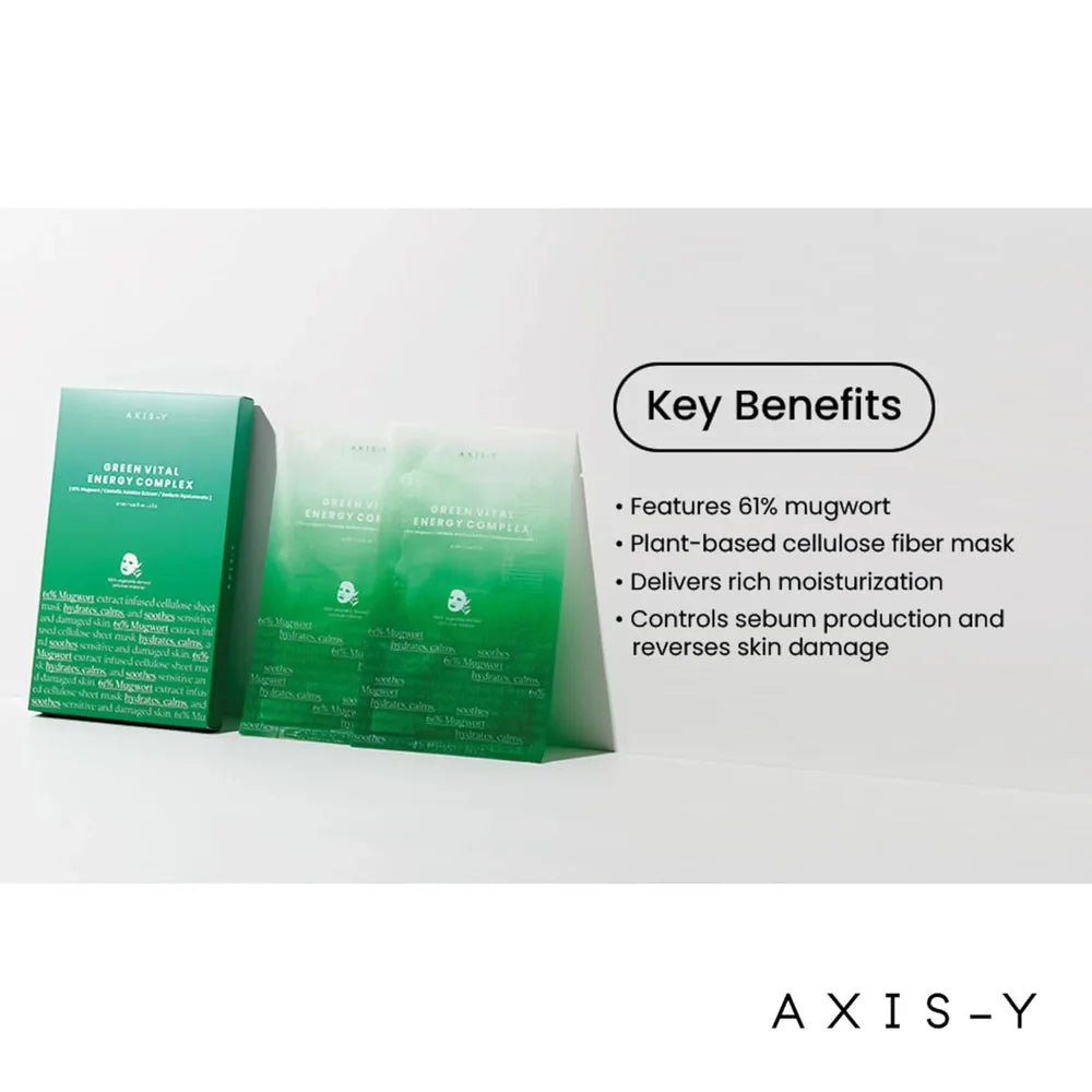 AXIS-Y Mugwort Green Vital Energy Complex Sheet Mask 27ml – Soothing & Hydrating Face Mask