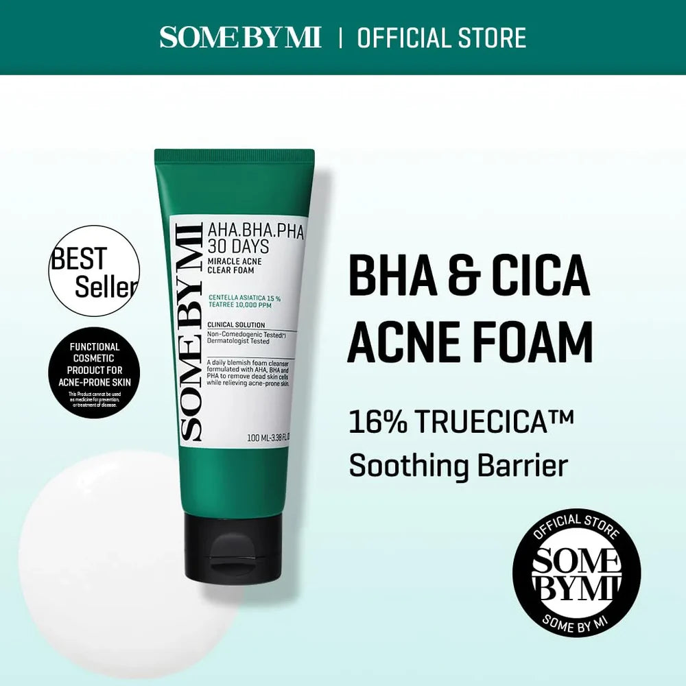 SOME BY MI AHA BHA PHA 30 Days Miracle Acne Clear Foam – 100ml | Deep Cleansing & Pore Care Face Wash