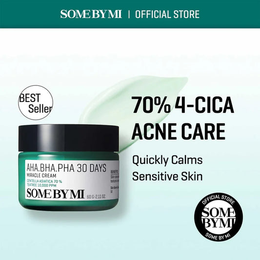 SOME BY MI AHA BHA PHA 30 Days Miracle Cream – 60g | 4-Cica Acne & Pore Care Moisturizer