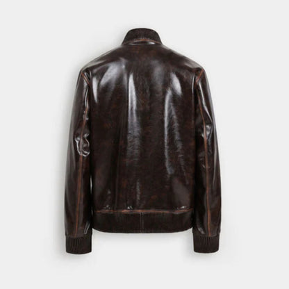 Faux Leather Bomber Jacket