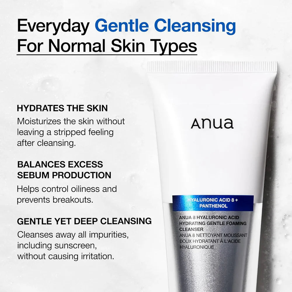 Anua 8 Hyaluronic Acid Hydrating Gentle Foaming Cleanser – 150ml | Deep Hydration & Gentle Daily Cleansing