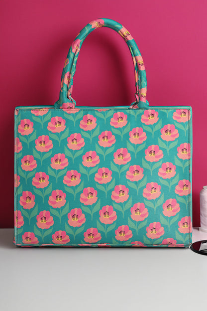 Buy Canvas Tote Bag Green Rose in Pakistan