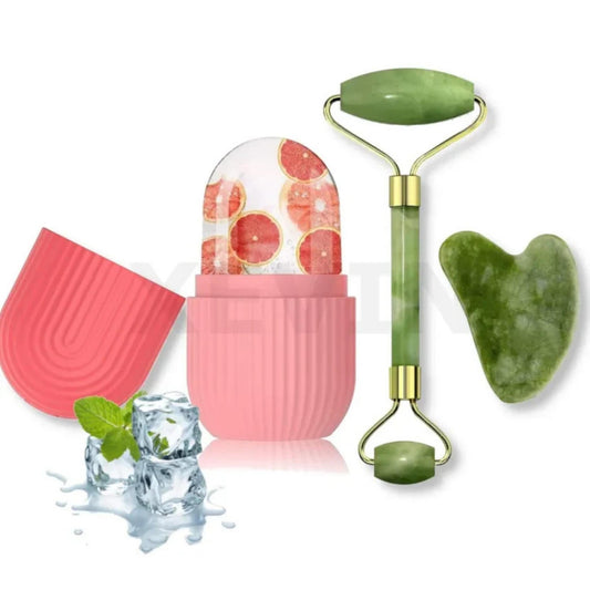 Ice Face Roller And Jade Roller Bundle