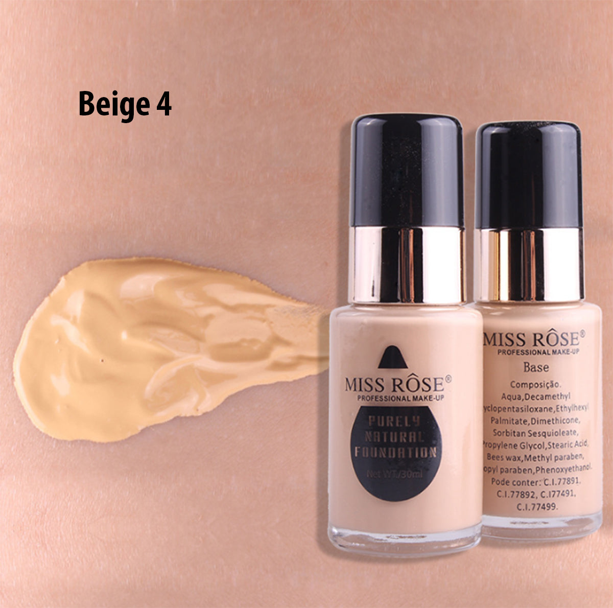 Buy Miss Rose Pack Of 2 Waterproof Moisturizing Oil Free Full Coverage Deep Whitener Liquid Foundation 30ml & Concealer in Pakistan