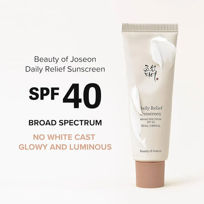 Beauty of Joseon Daily Relief Sunscreen Broad Spectrum SPF 40 – 50ml | Lightweight, Hydrating & No White Cast