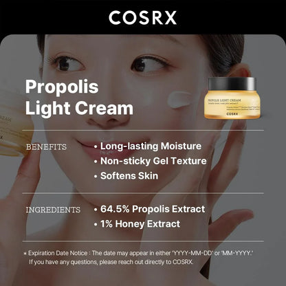 COSRX Propolis Light Cream – 65ml | Nourishing, Hydrating & Soothing Moisturizer for Glowing Skin