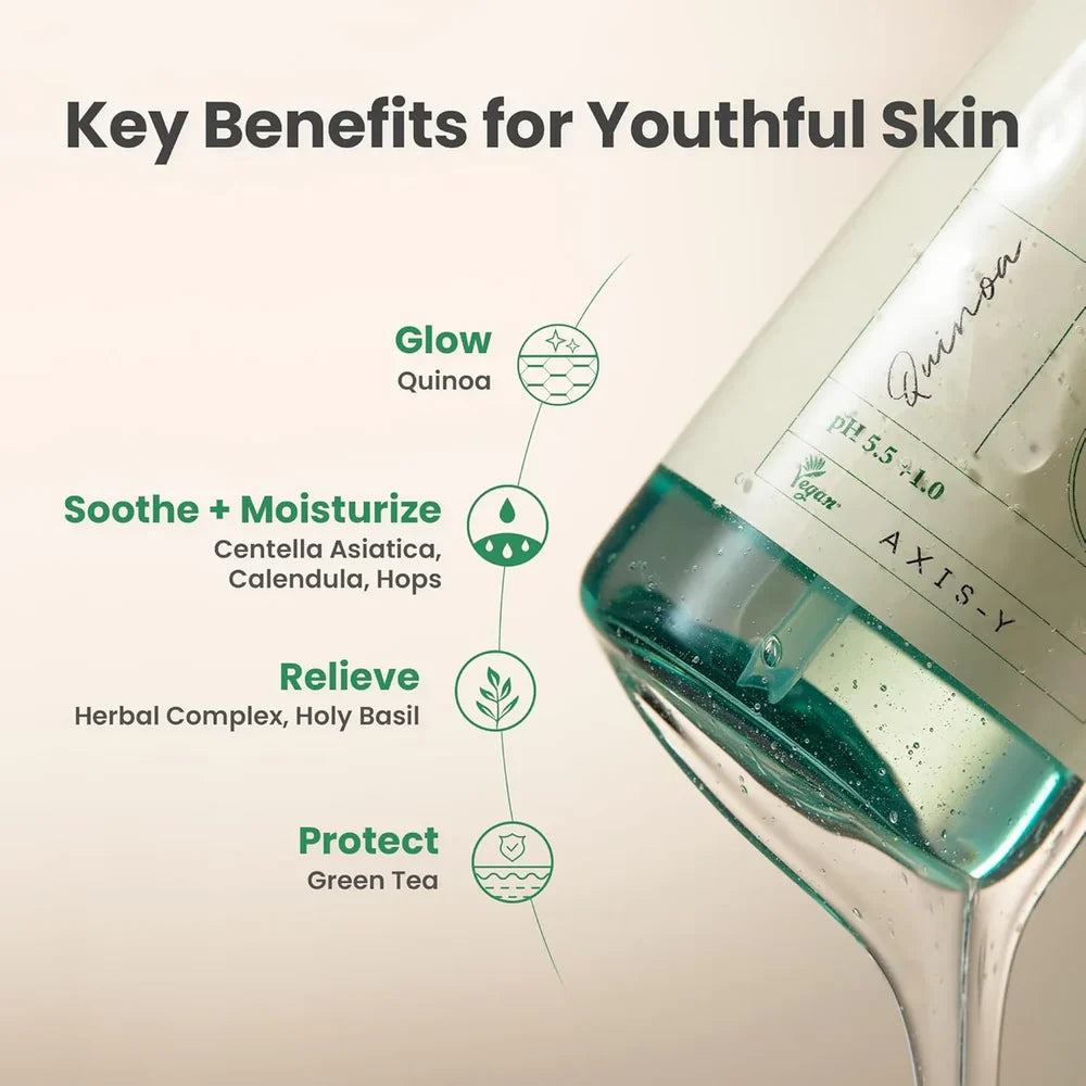 AXIS-Y Quinoa One-Step Balanced Gel Cleanser 180ml – Gentle pH-Balanced Hydrating Face Wash