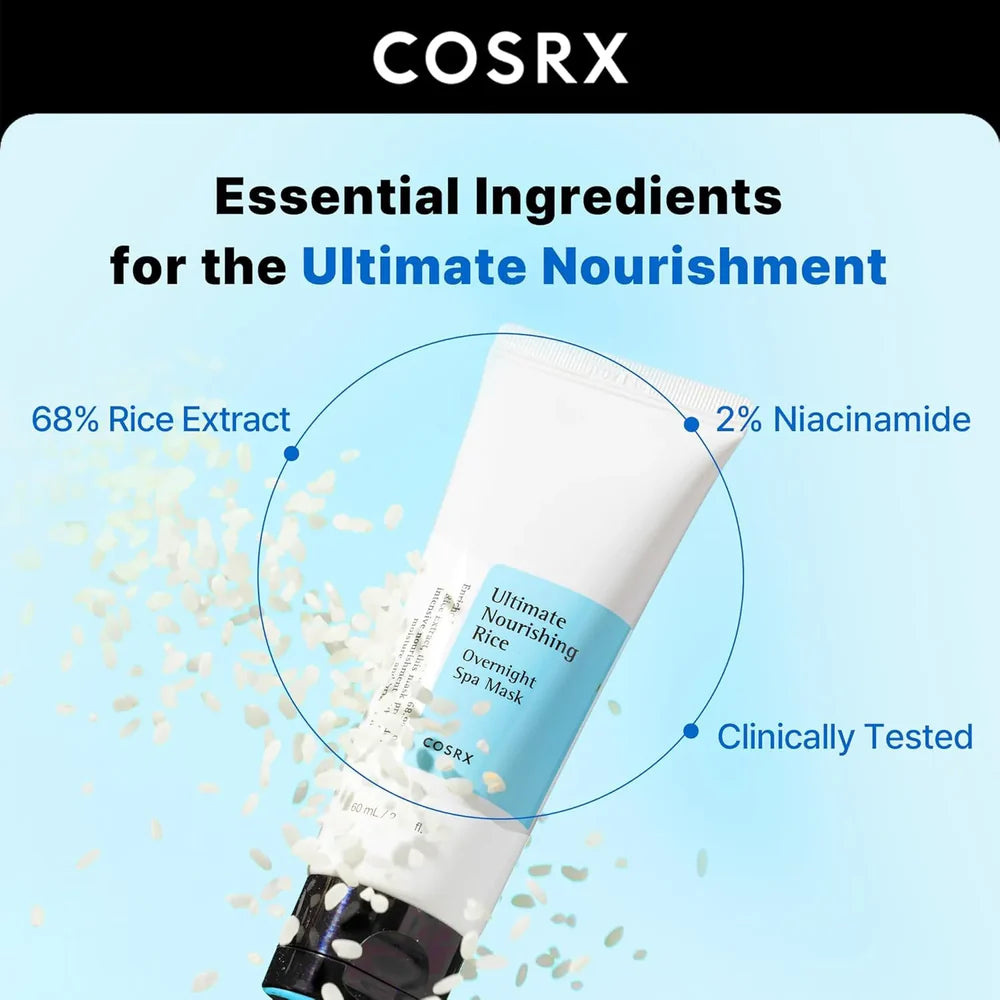COSRX Ultimate Nourishing Rice Overnight Spa Mask – 60ml | Hydrating, Brightening & Nourishing Sleeping Mask