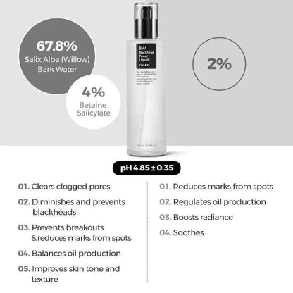 COSRX BHA Blackhead Power Liquid 100ml - Exfoliating Toner for Clear, Poreless Skin