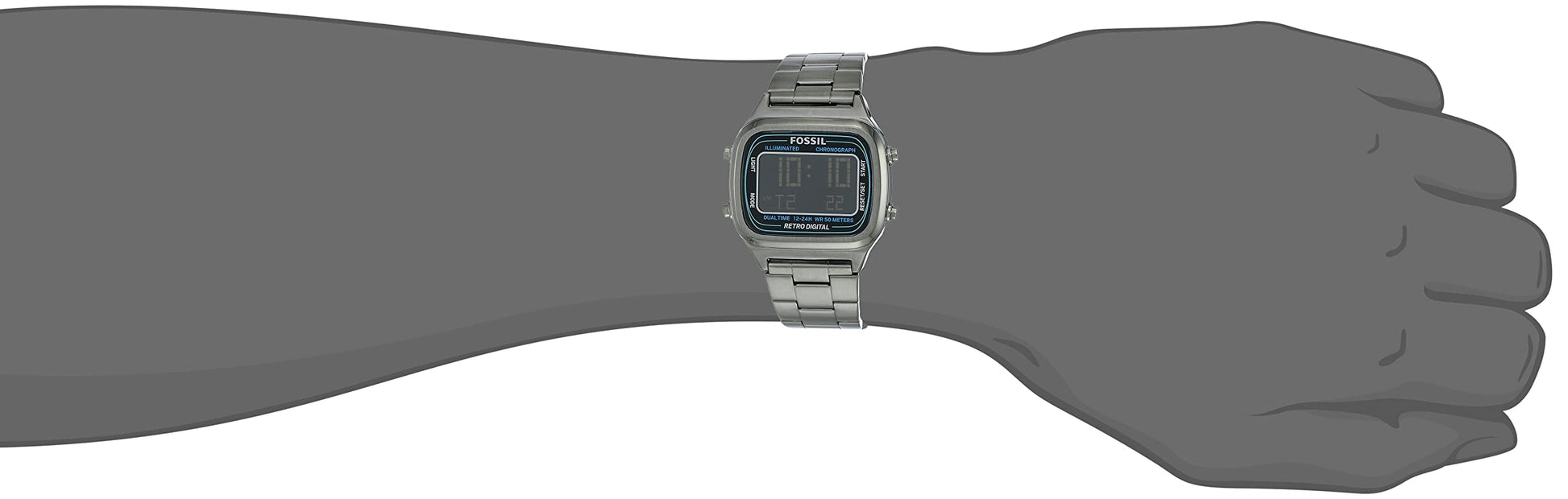 Buy Retro Digital Smoke Digital Dial Grey Steel Strap Watch For Men in Pakistan