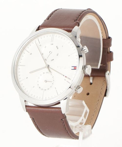 Buy Tommy Hilfiger Evan White Dial Brown Leather Strap Watch for Men - 1710404 in Pakistan