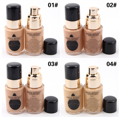 Buy Miss Rose Pack Of 2 Waterproof Moisturizing Oil Free Full Coverage Deep Whitener Liquid Foundation 30ml & Concealer in Pakistan