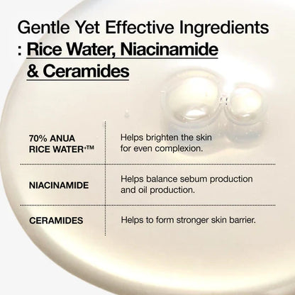 Anua Rice 70 Glow Milky Toner – 250ml | Brightening, Hydrating & Skin Barrier Care Toner with Rice Water, Niacinamide & Ceramides